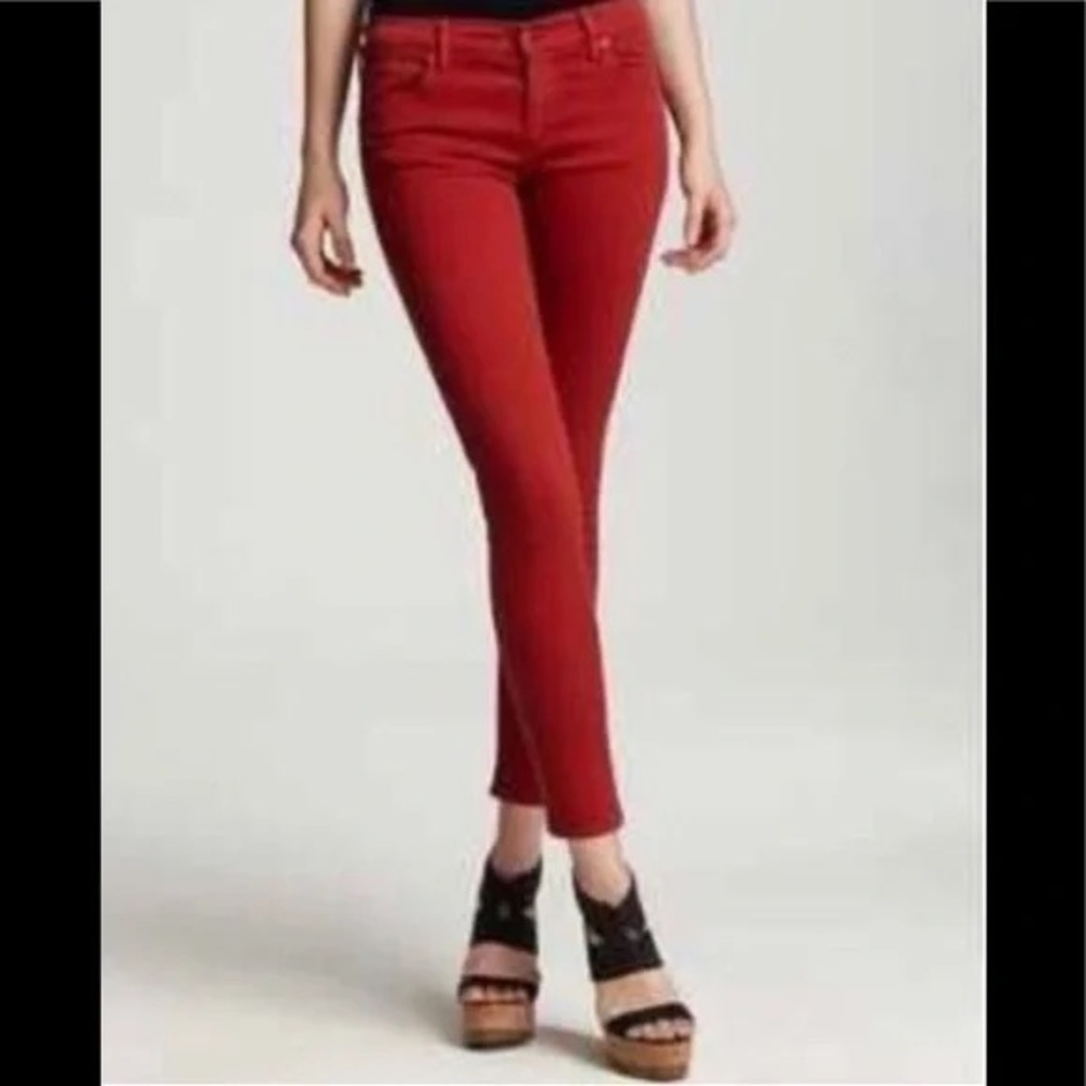 Citizens of Humanity Thompson Medium Rise Cropped Skinny Red Jeans Size 24